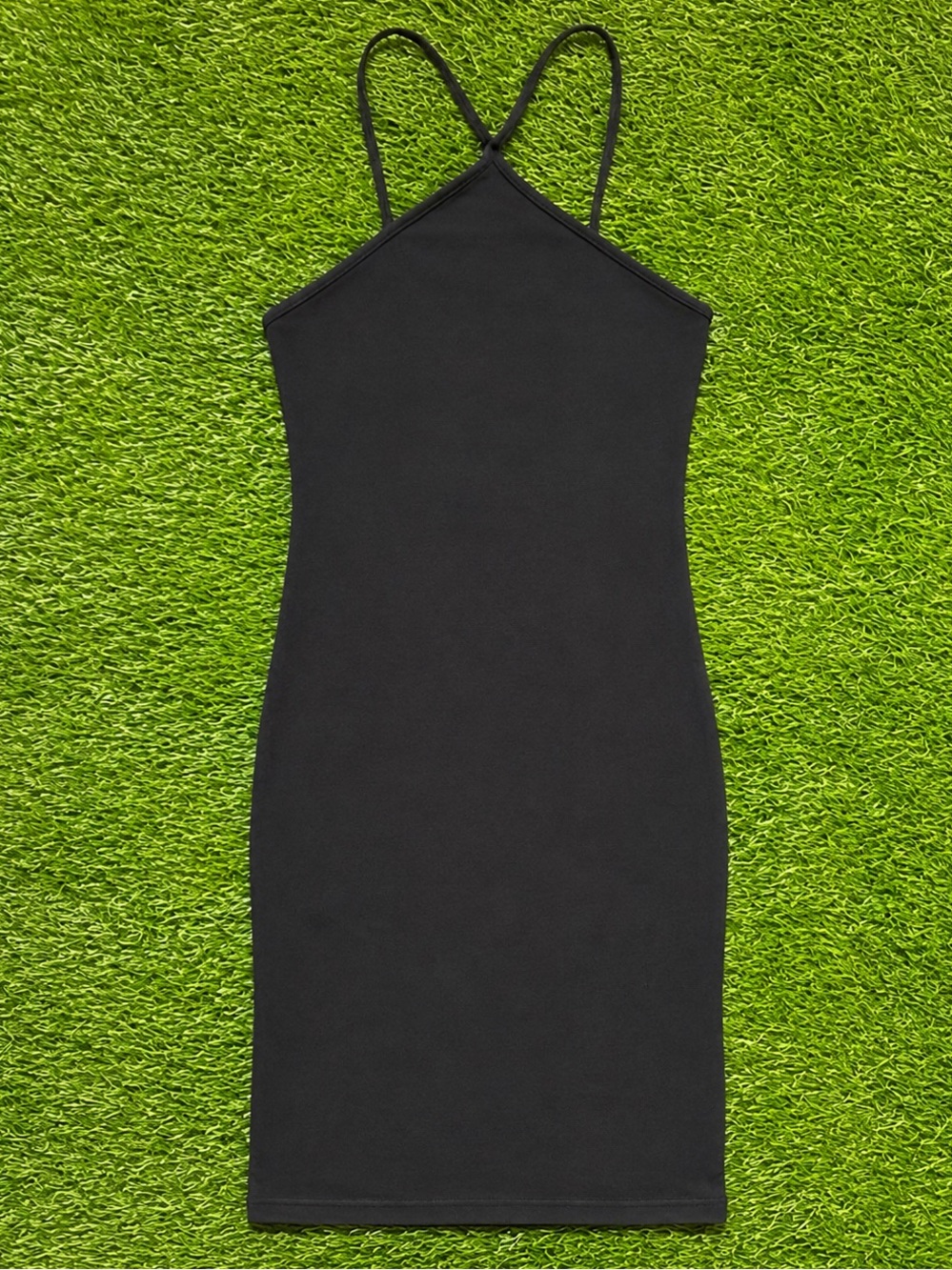 H&M Black Strappy Bodycon Midi Dress XS